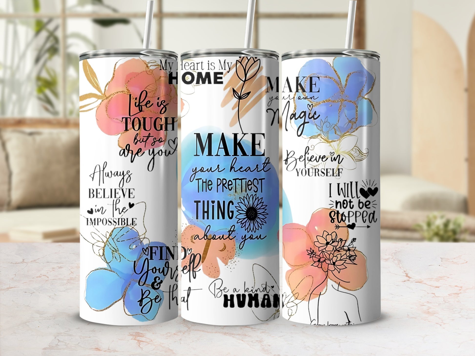 Motivational Quotes Design Vacuum Insulated Tumbler