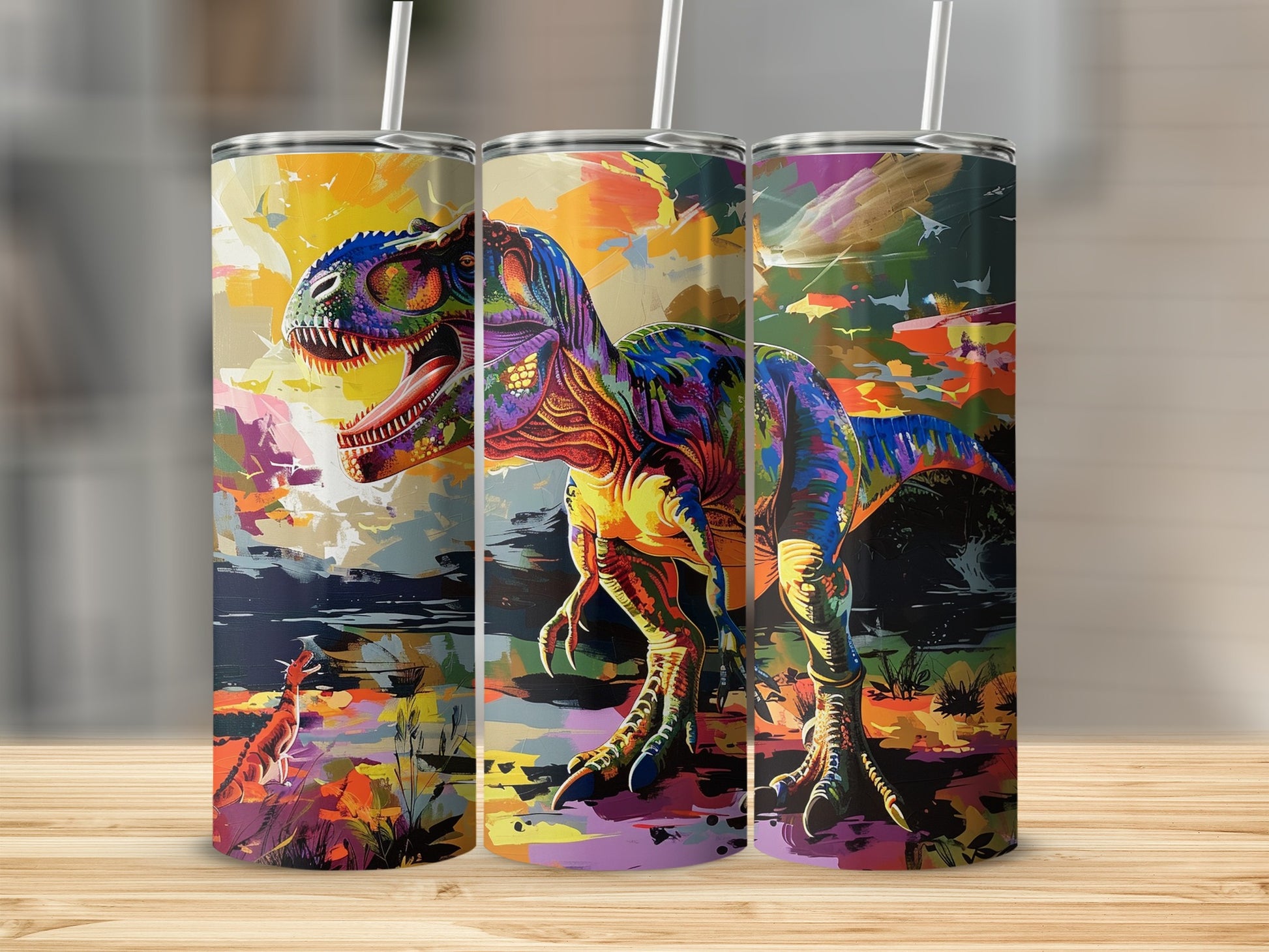Dynamic Colorful T-Rex Jungle Scene product type