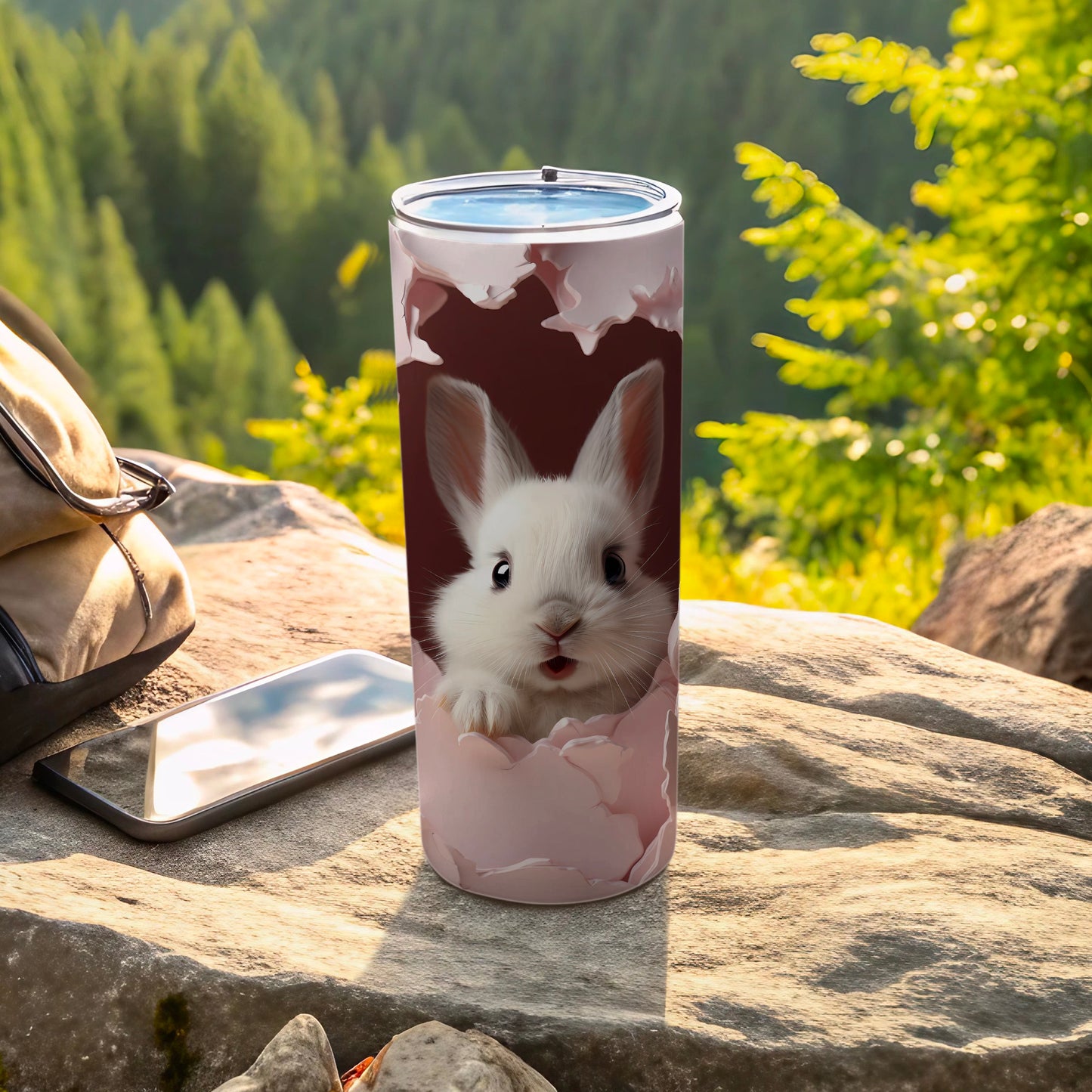 Adorable Bunny in Broken Egg Design Tumbler Cup