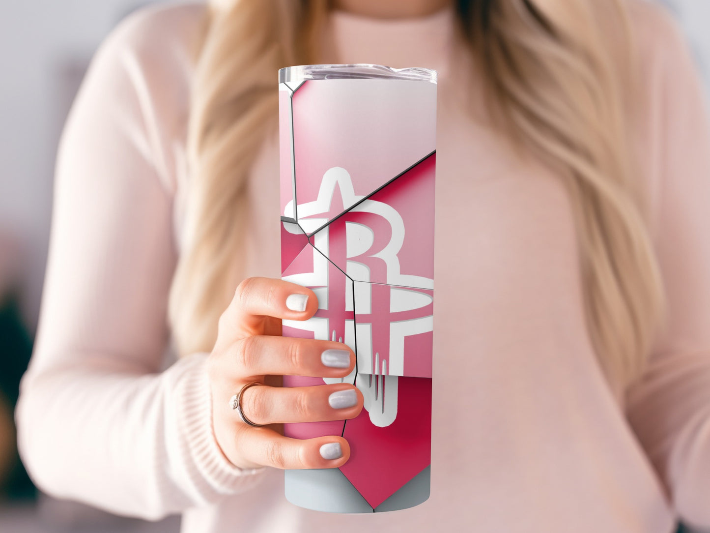 Pink Mosaic Design Houston Rockets Team Logo Tumblers