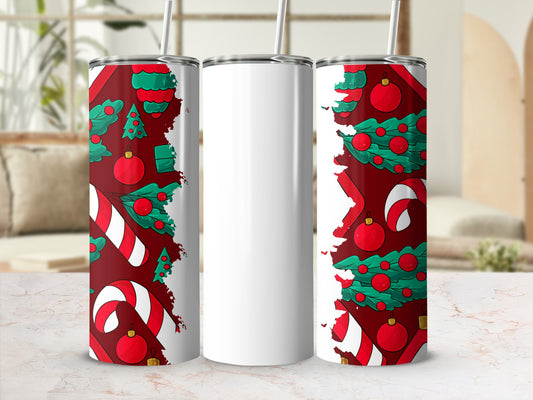 Festive Christmas Theme Tumbler with Candy Canes