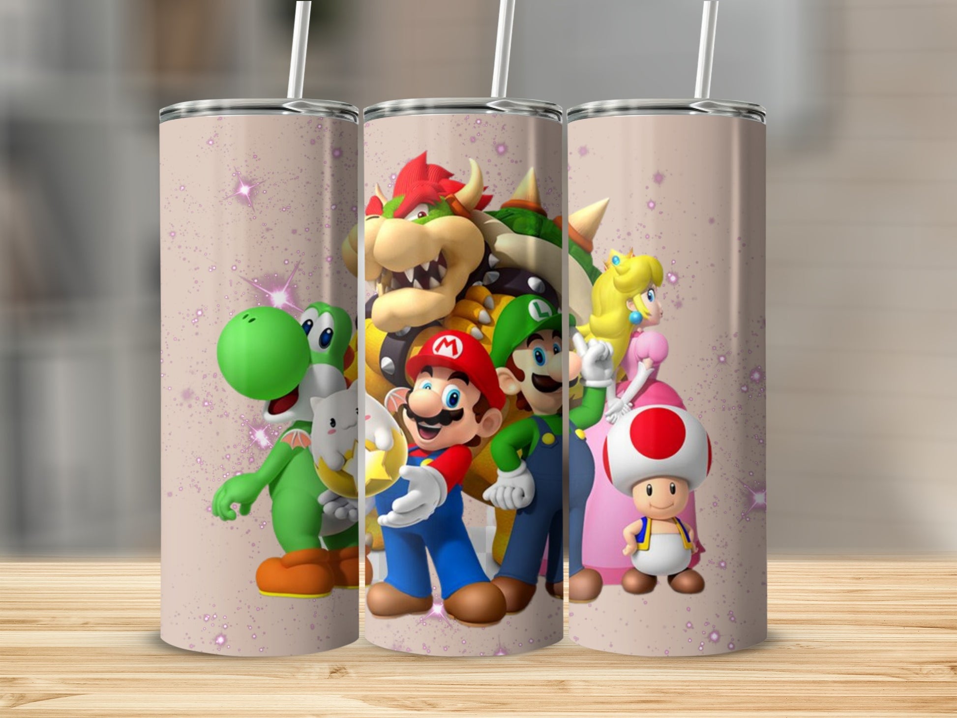 Super Mario Characters Tumbler Cup with Straw Drinkware