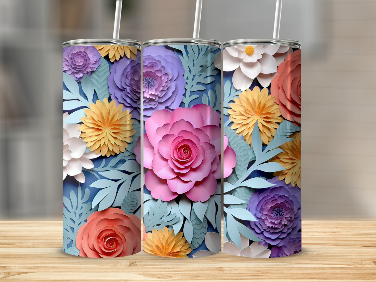 Unique Floral Pattern Design Colorful Tumbler