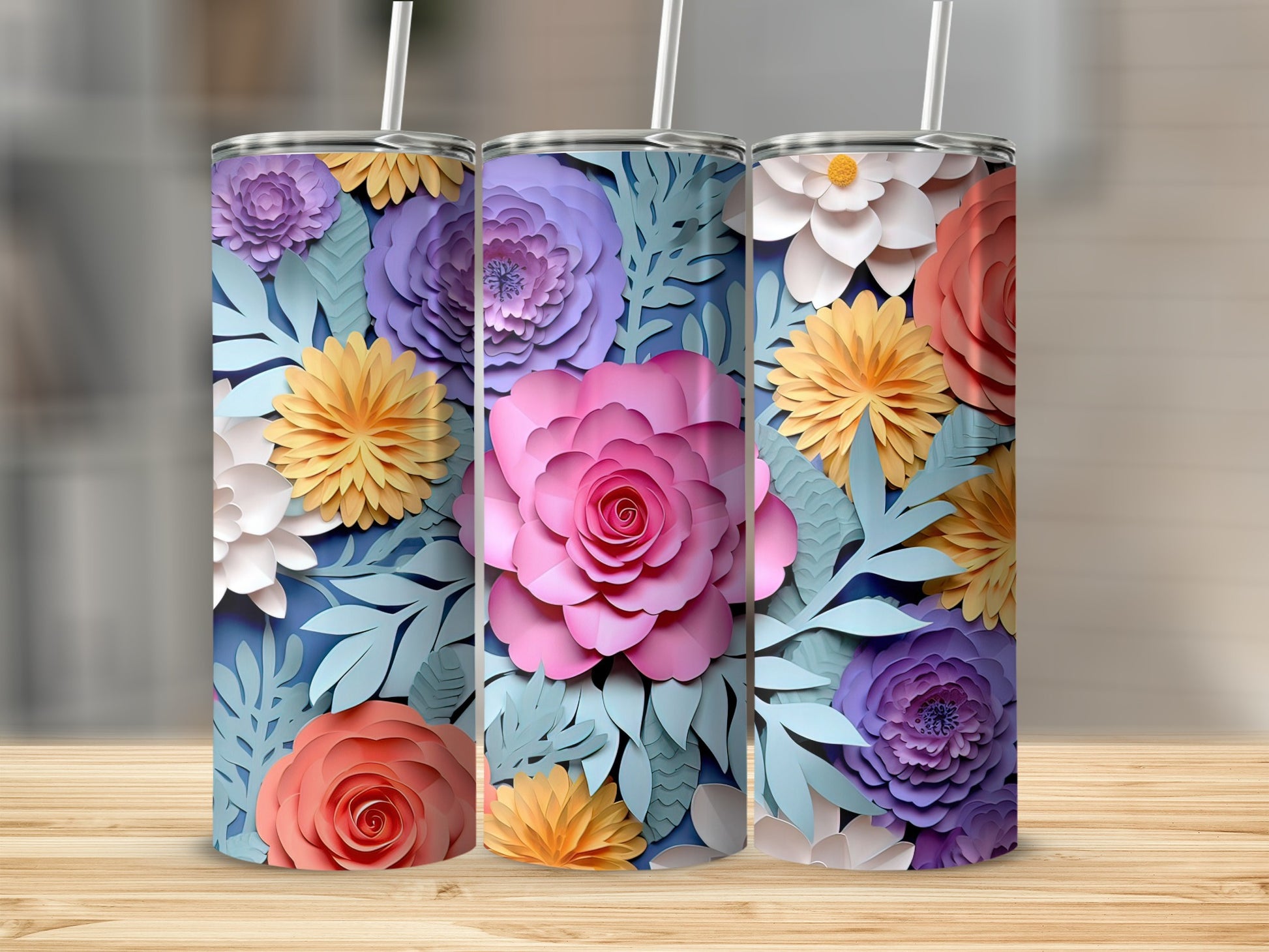 Unique Floral Pattern Design Colorful Tumbler