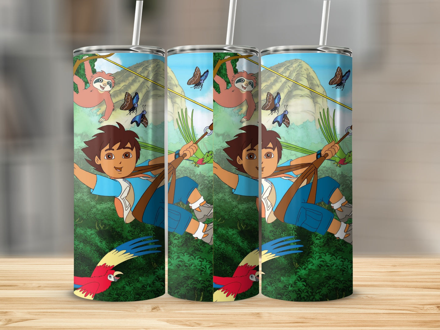 Adventurous Cartoon Character Jungle Travel Mug