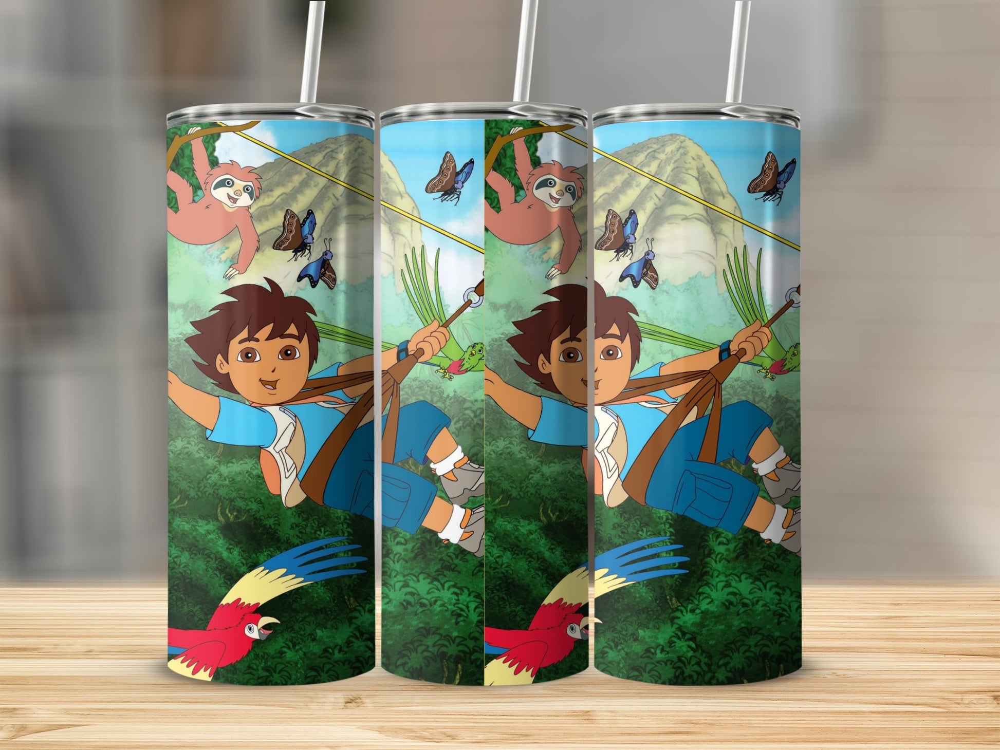 Adventurous Cartoon Character Jungle Travel Mug