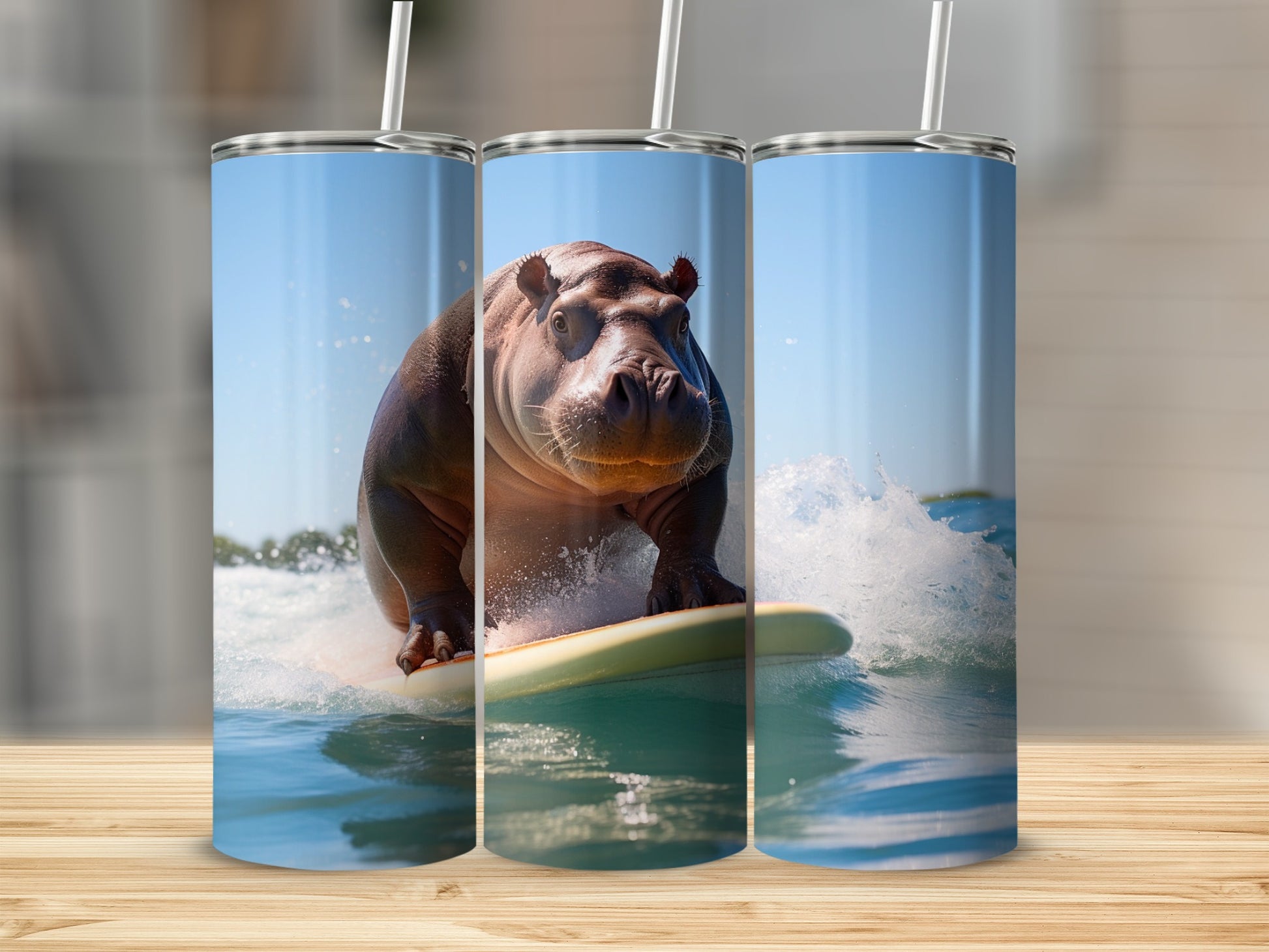 Hippo Surfing Big Wave Funny Animal Ocean product type
