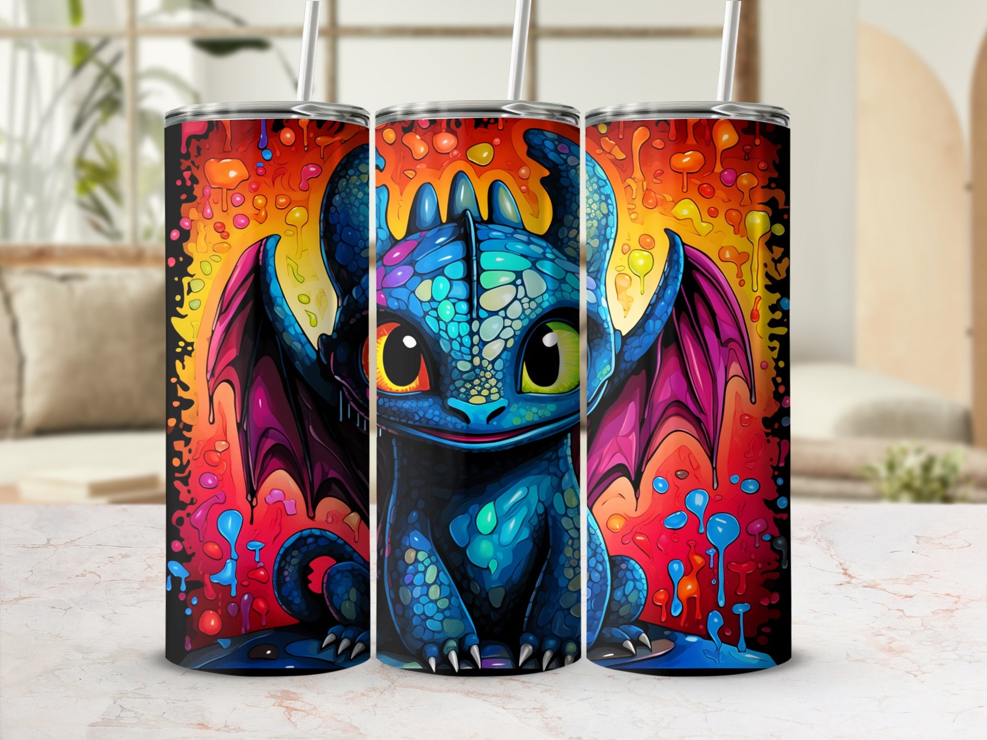 Colorful Baby Dragon Stainless Steel Tumbler Cup