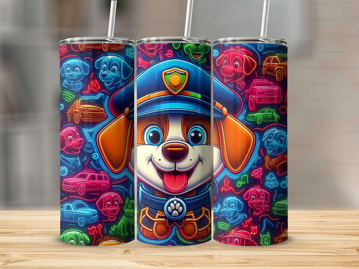 Vibrant Cartoon Puppy Design Insulated Tumbler Cup