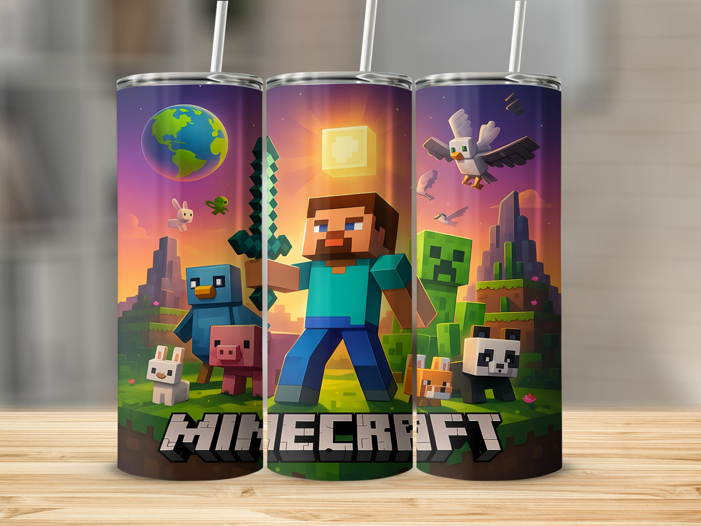 Minecraft themed stainless steel tumbler product