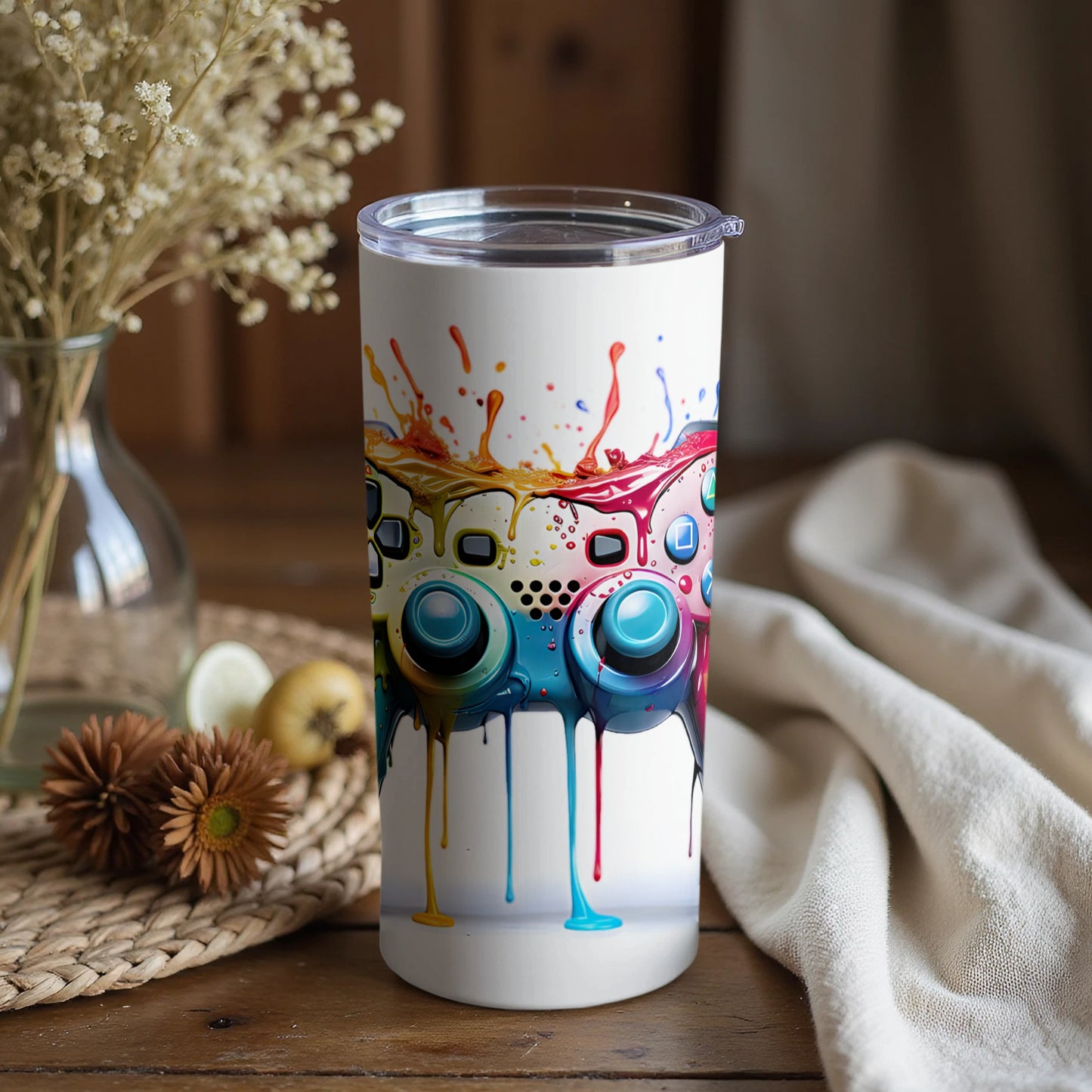 Colorful Abstract Art Splatter Tumbler for Drinks