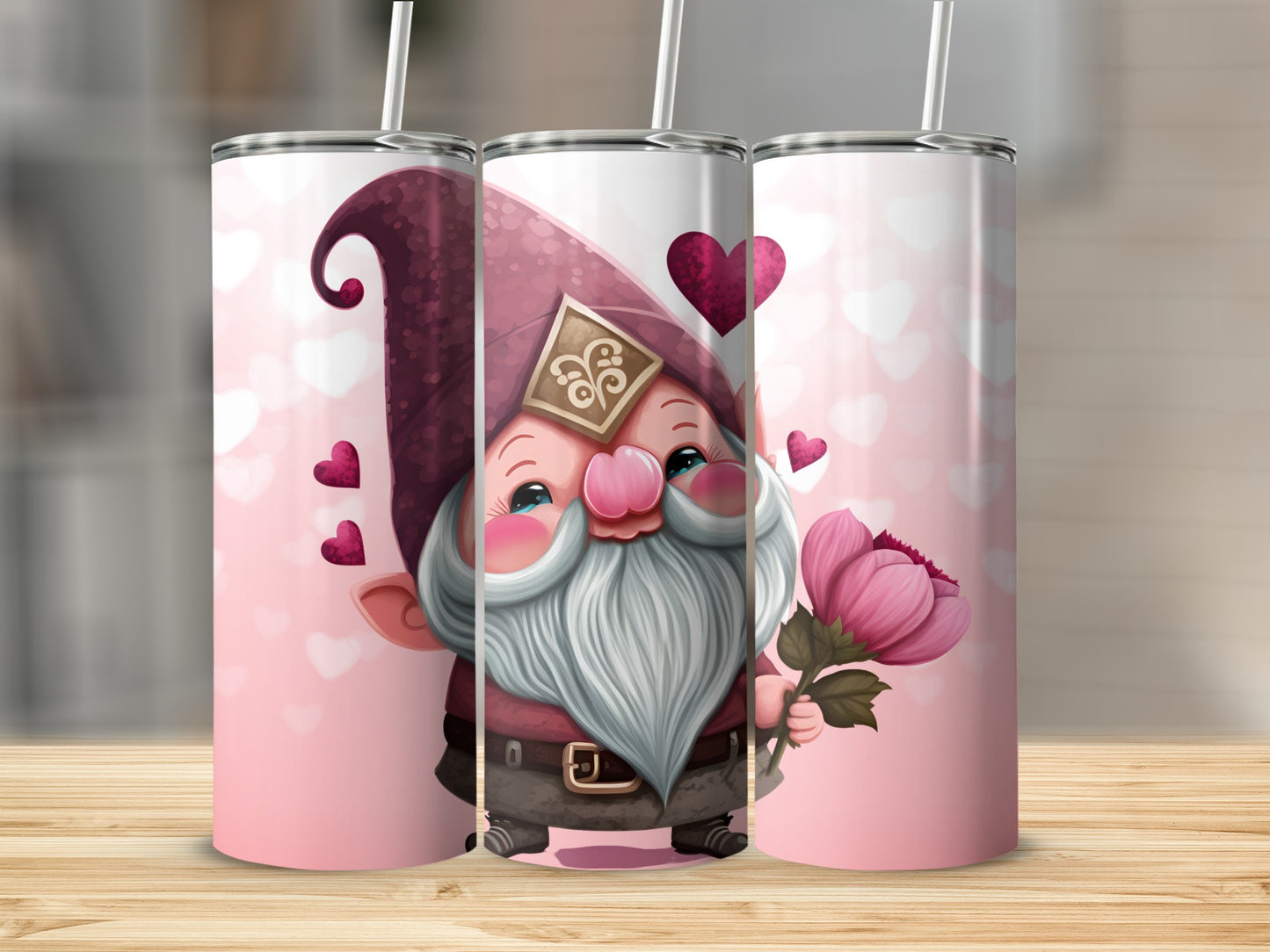 Cute Gnome Valentine Love Hearts Tumbler for Gifts