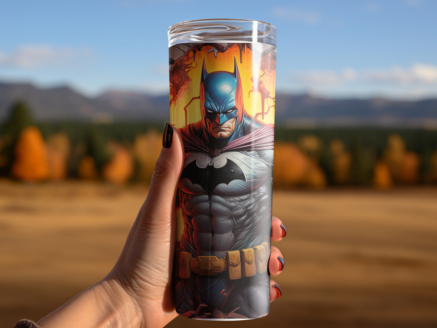 Batman Superhero Themed Tumbler with Iconic Design