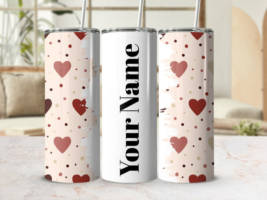 Personalized Heart Pattern Customizable Tumbler