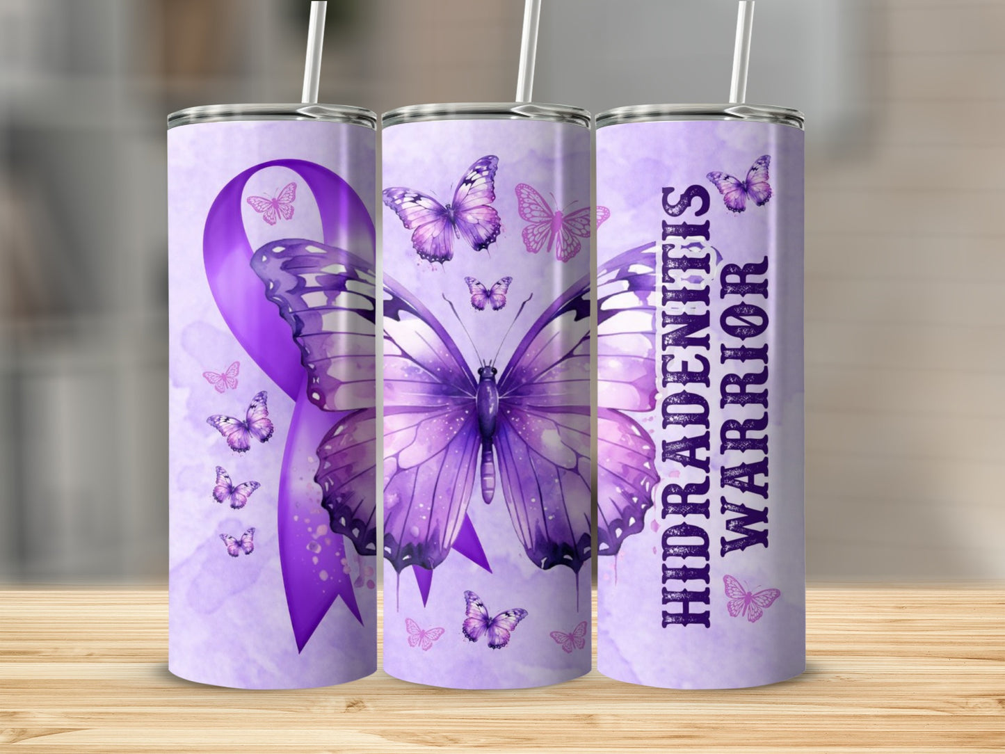 Hidradenitis Warrior and Butterflies Tumblers