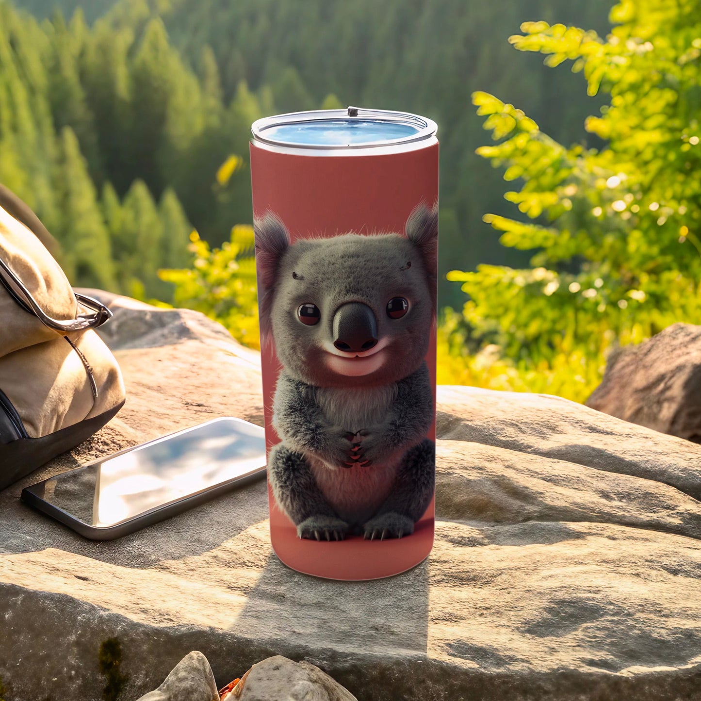 Sweet Koala Bear Wildlife Illustration Slim Tumbler product type
koala tumbler, baby koala design, cute koala art, koala bear print, wildlife illustration, animal lover gift, travel tumbler, slim tumbler, insulated drinkware, portable beverage, nature inspired, australian koala, adorable koala, unique tumbler, koala themed, animal character, cute creature, drink bottle, adventure ready, happy koala