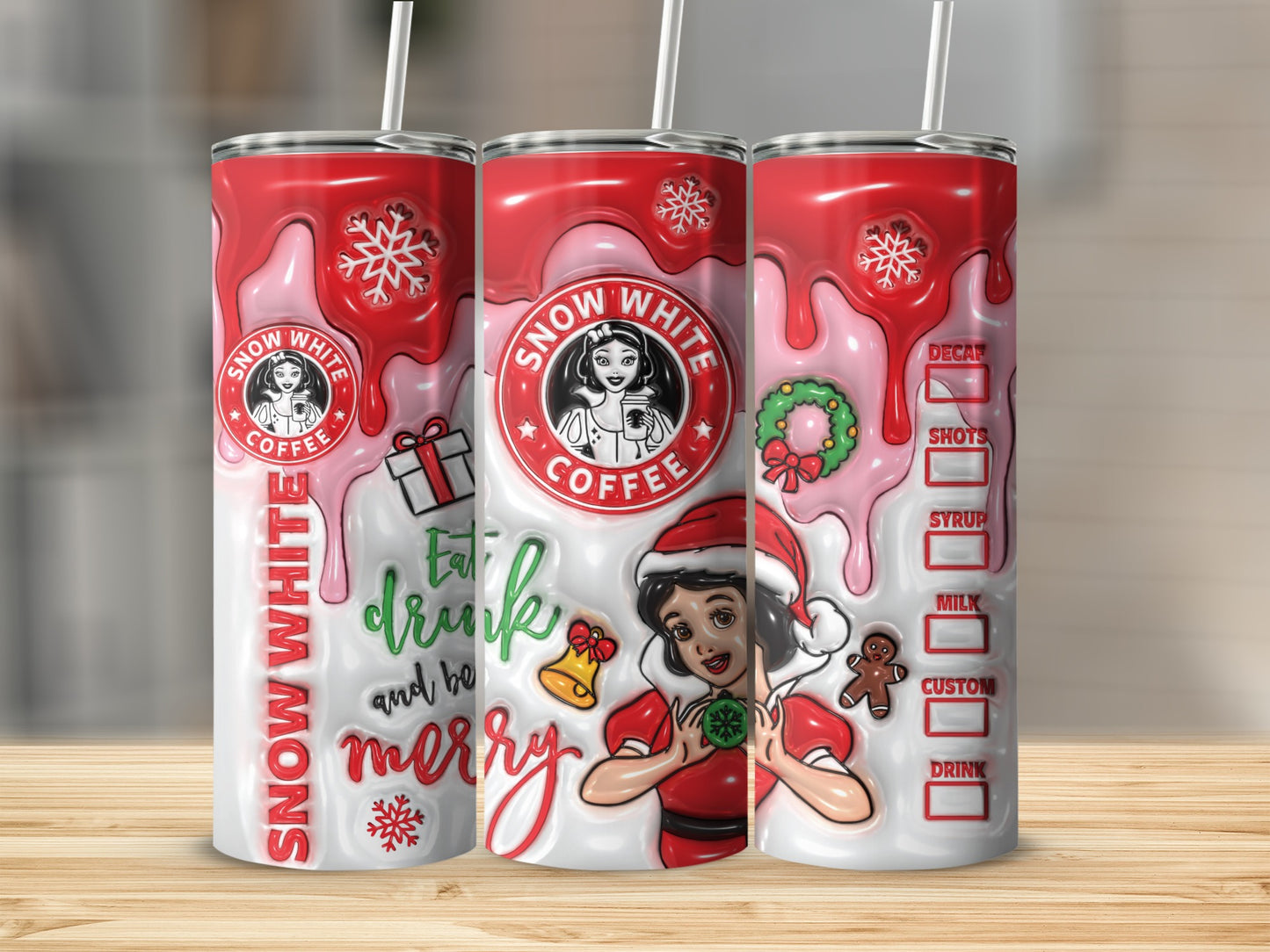 Snow White Coffee Christmas Tumbler Drinkware Gift