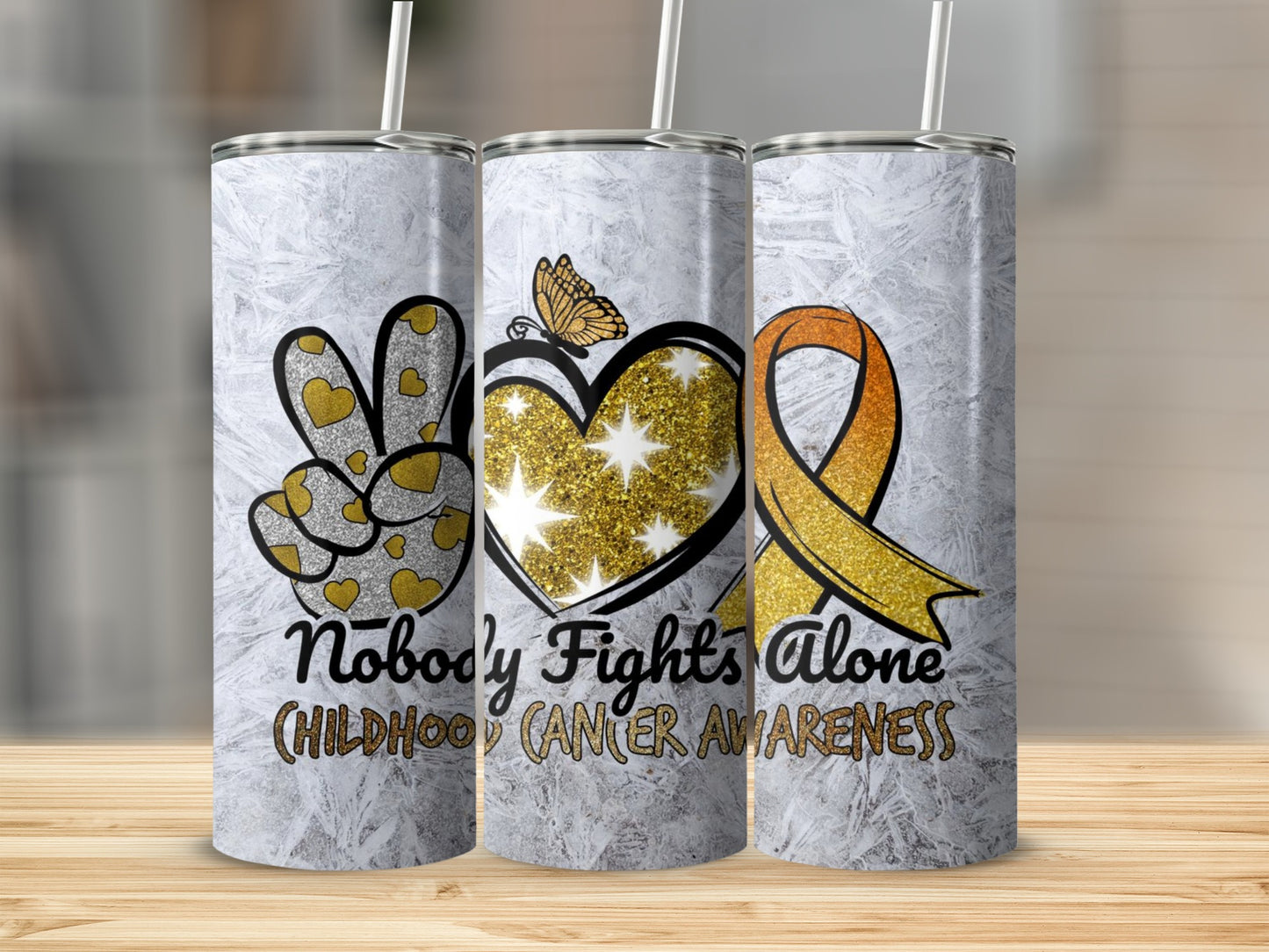Nobody Fights Alone Childhood Cancer Awareness Tumbler