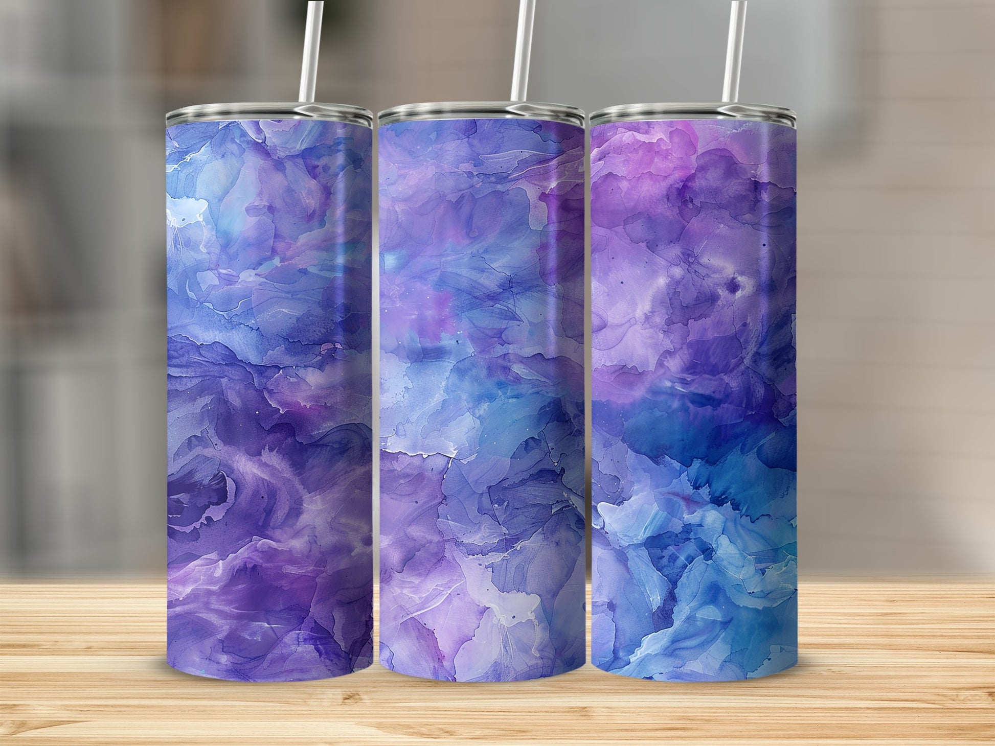Abstract Purple and Blue Swirl Pattern Tumbler