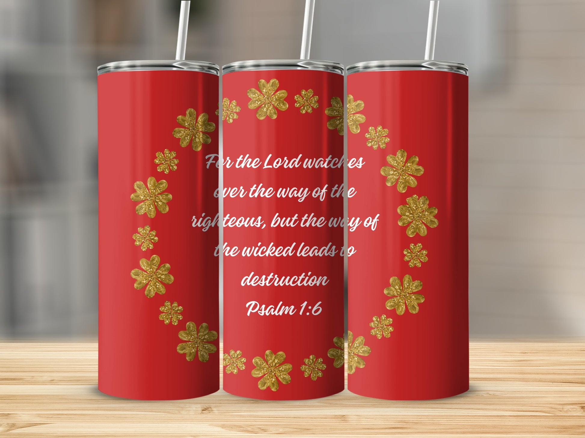 Religious Themed Design with Floral Accents Tumbler