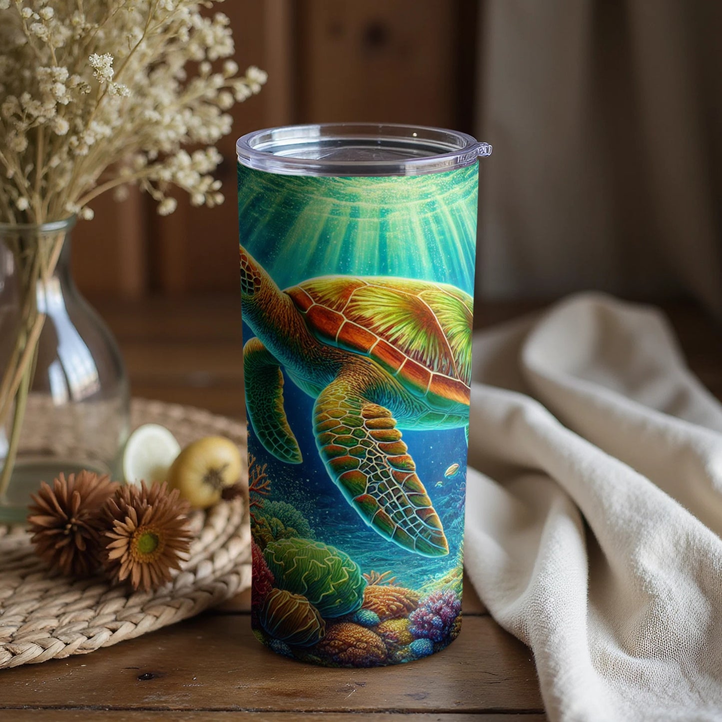Sea Turtles Underwater Ocean Scene Travel Mug