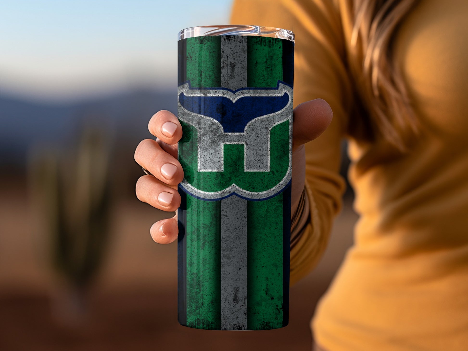 Vintage Green and Blue Logo Insulated Travel Mug