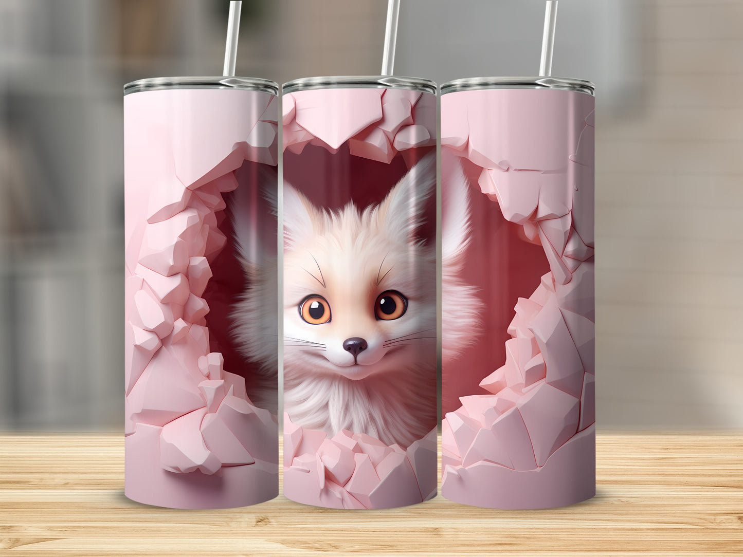Cute Animal Cracked Wall Design Insulated Tumbler