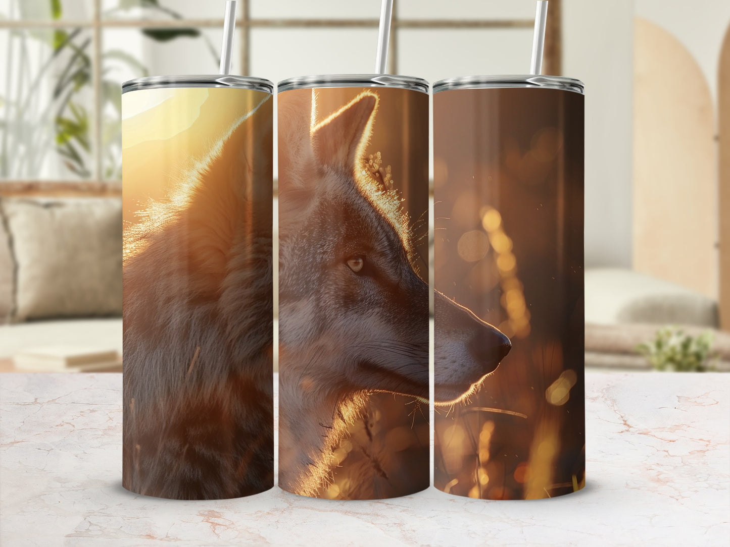Majestic Golden Sunset Wolf Wildlife Tumbler product type