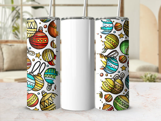 Colorful Christmas Ornaments Pattern Drinkware
