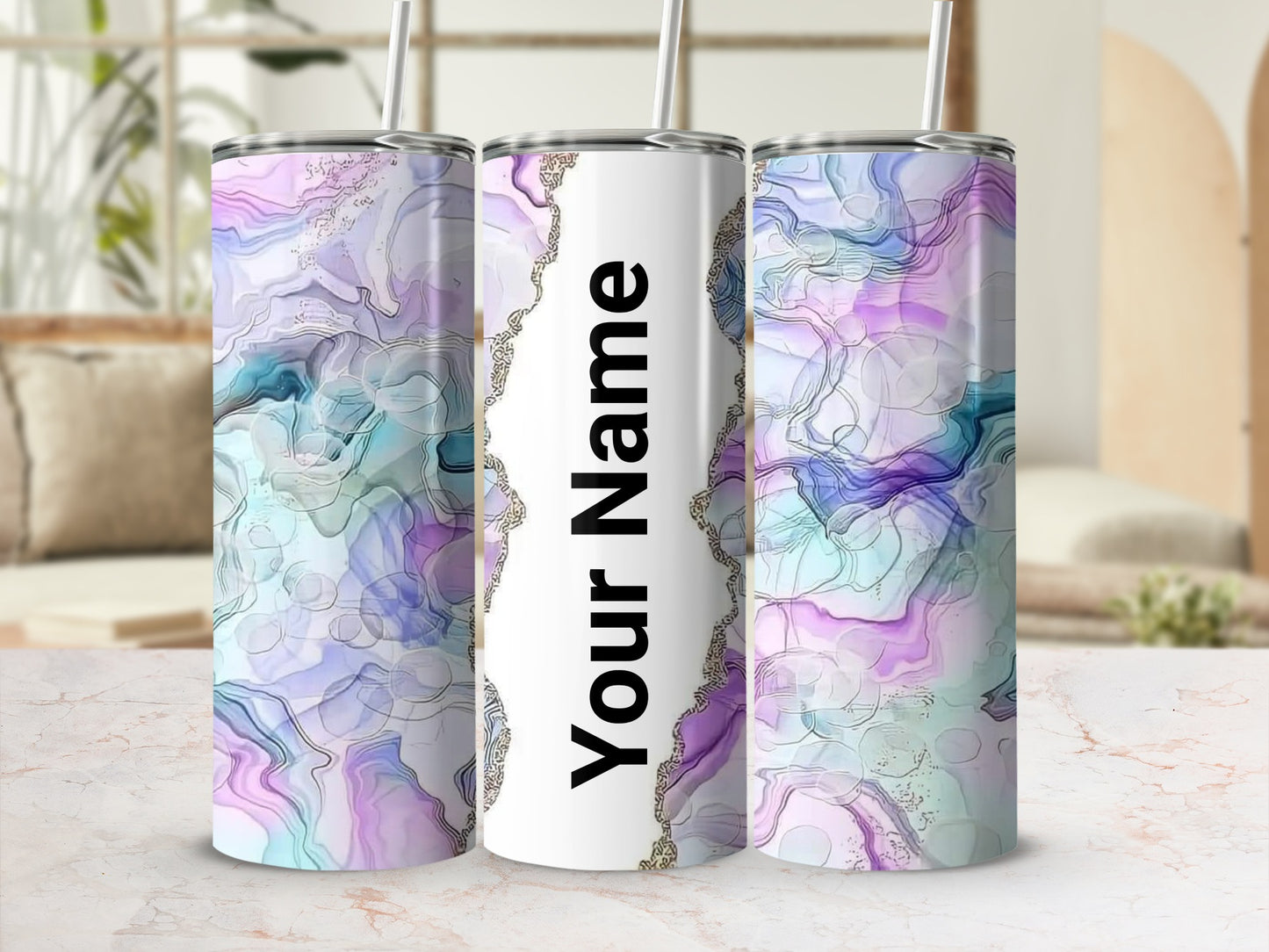 Personalized Abstract Marble Insulated Tumbler Cup