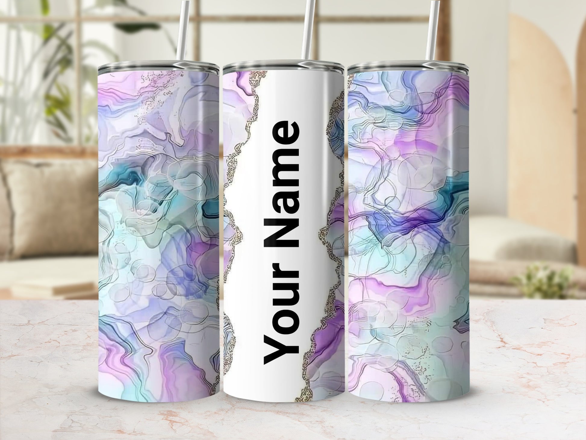 Personalized Abstract Marble Insulated Tumbler Cup