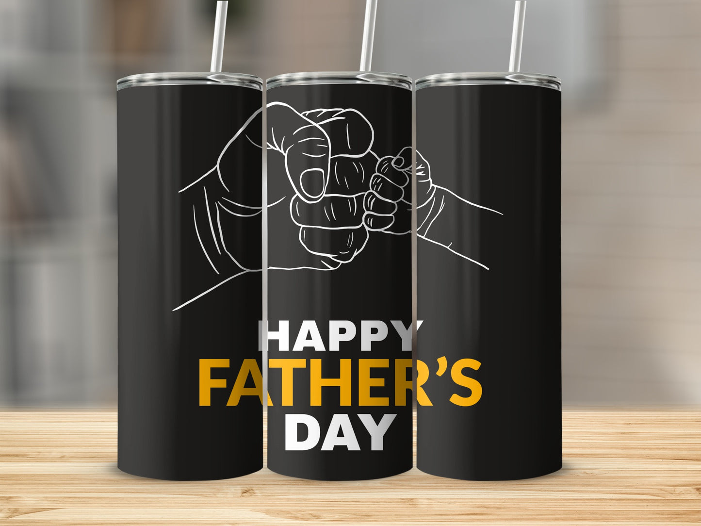 Happy Father's Day Black Tumbler With Hand Design
