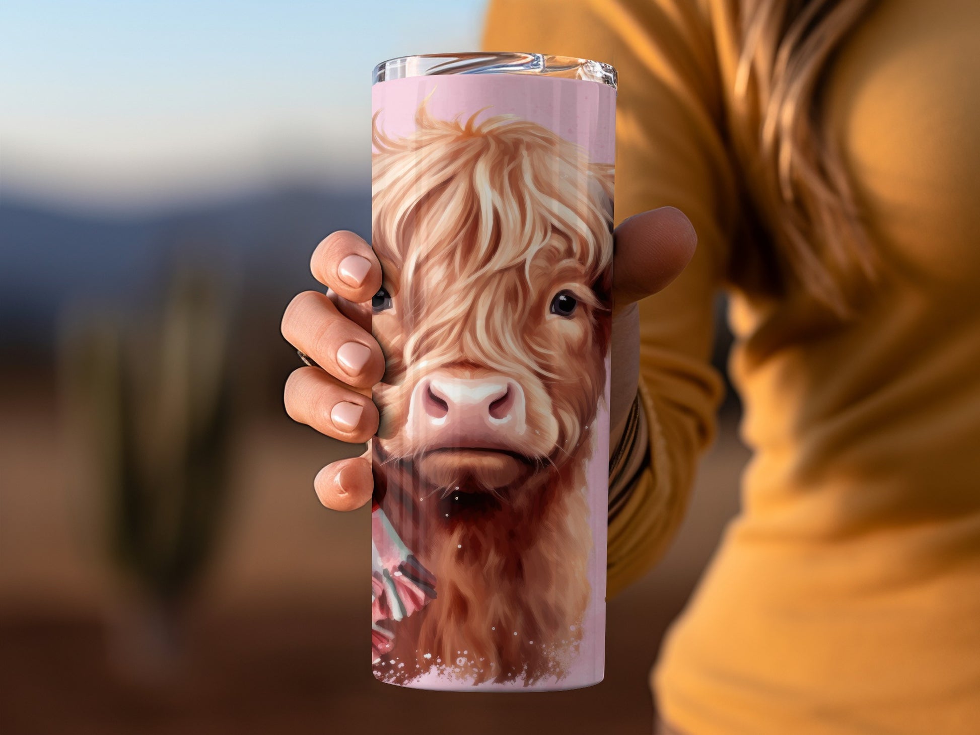 Cute Highland Cow Art Travel Tumbler Insulated Cup