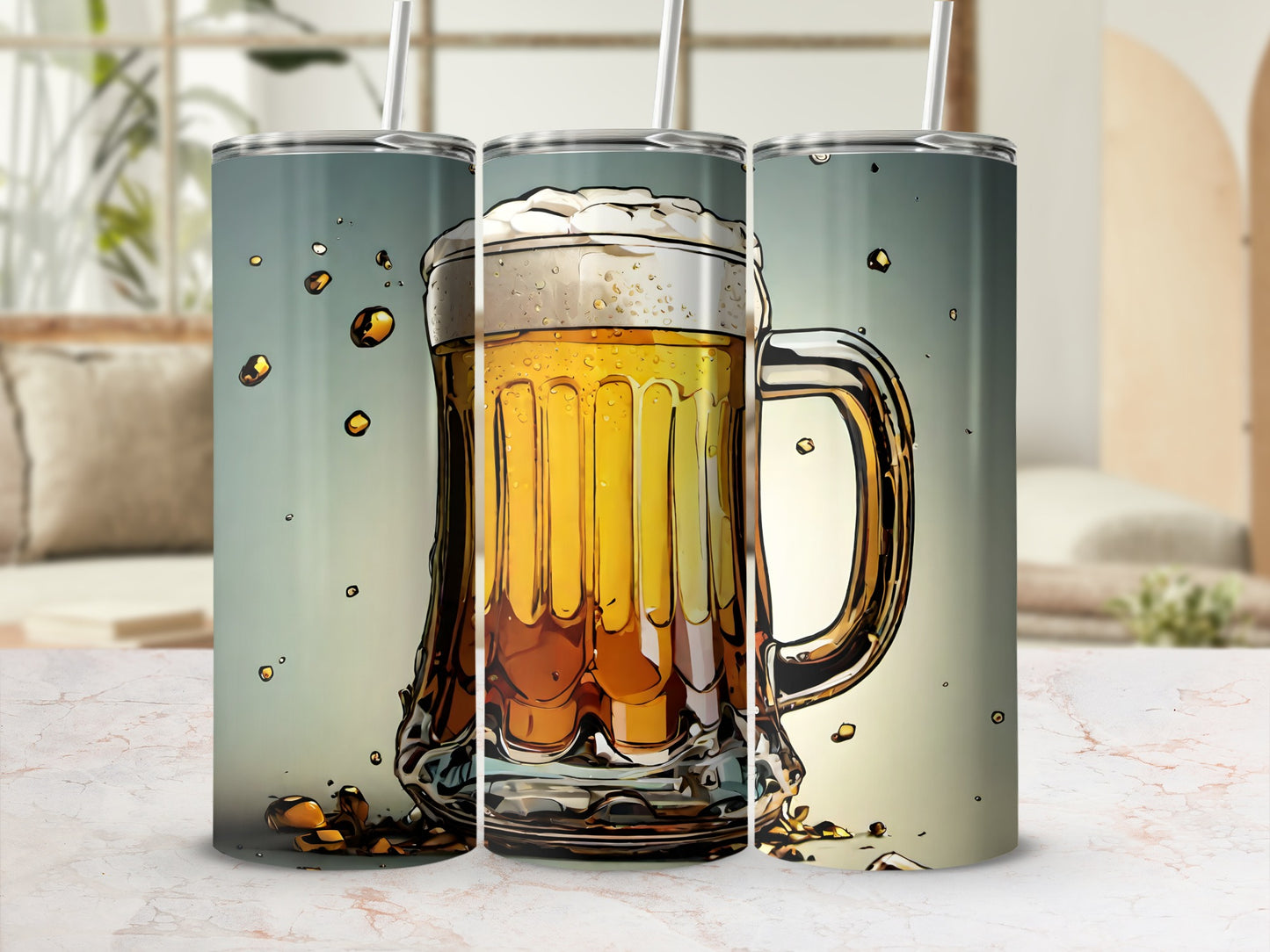 Beer Mug Print Insulated Tumbler for Cold Drinks