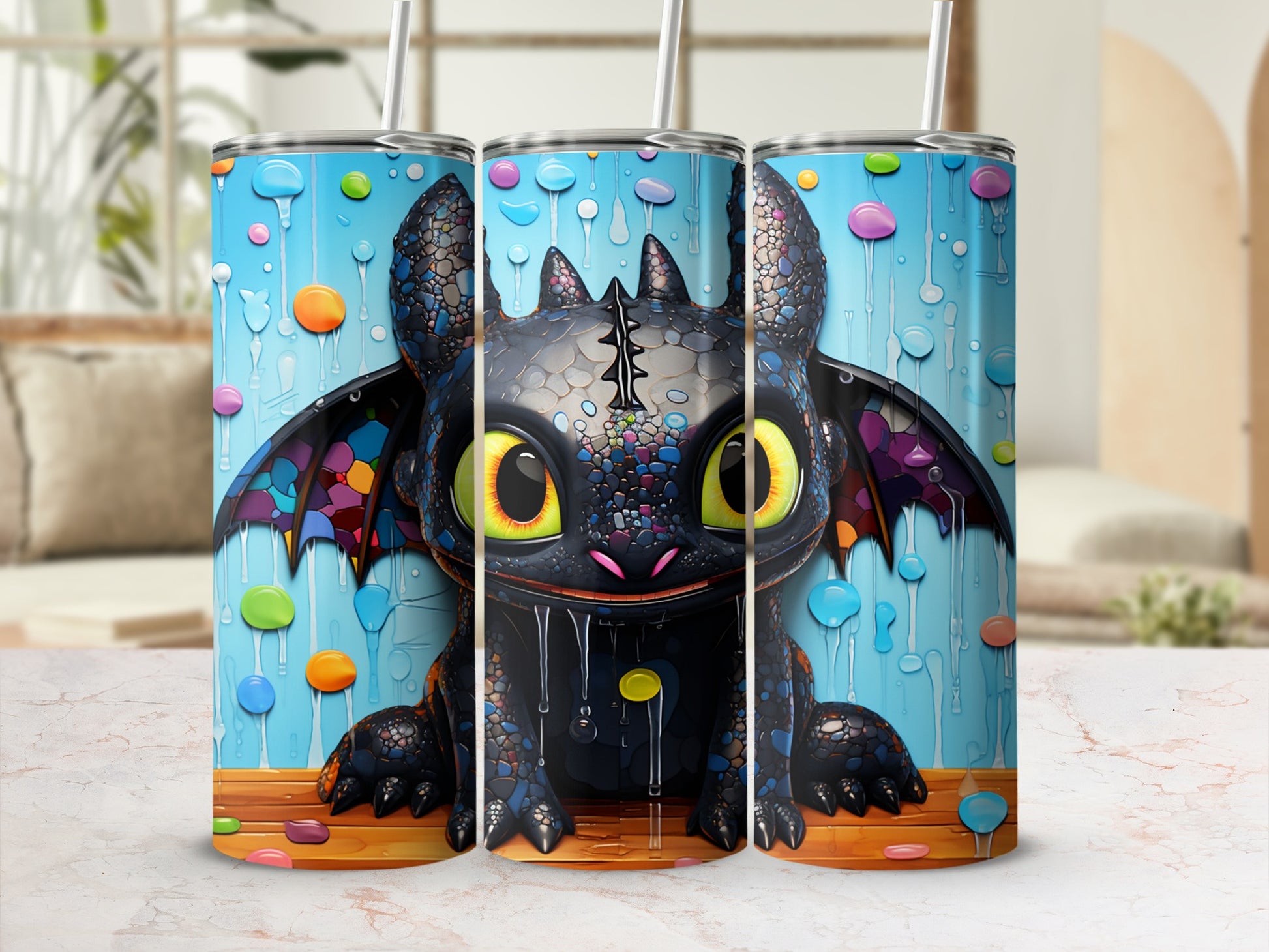 Colorful Dragon Design Custom Printed Tumbler