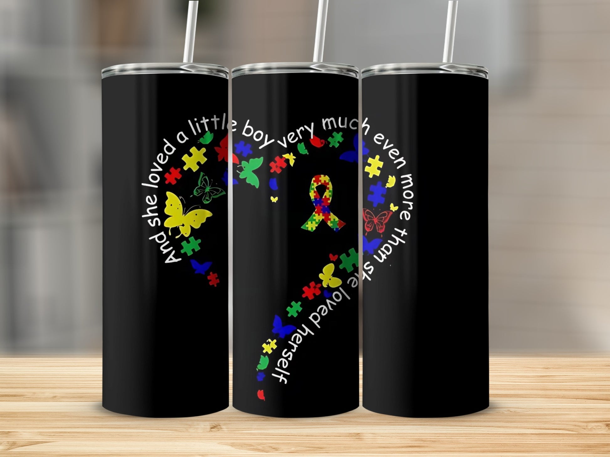 She loved a little boy colorful puzzle heart tumbler