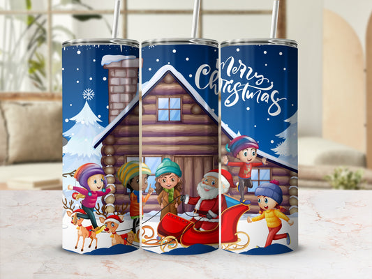 Merry Christmas Santa Claus Cottage Tumbler