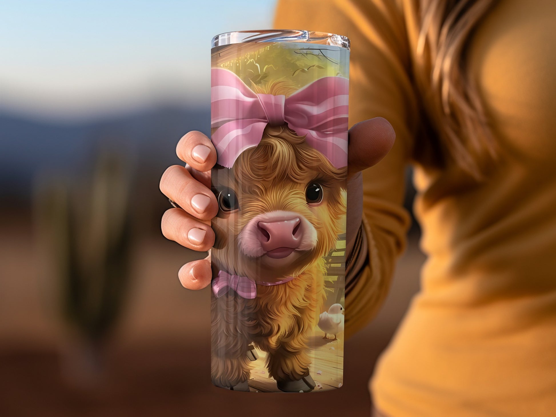 Adorable Cow With Pink Bow Tumbler Cup For Fun Drinking