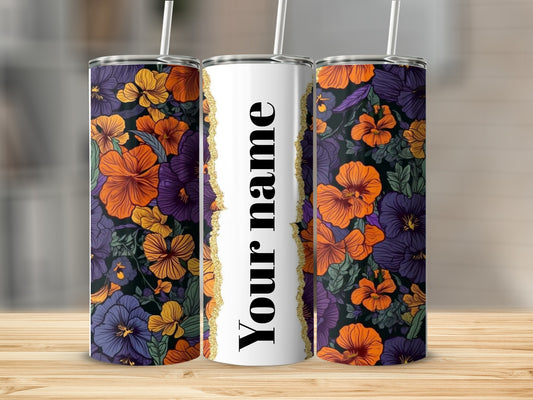 Vibrant Floral Design Personalized Tumbler Cup