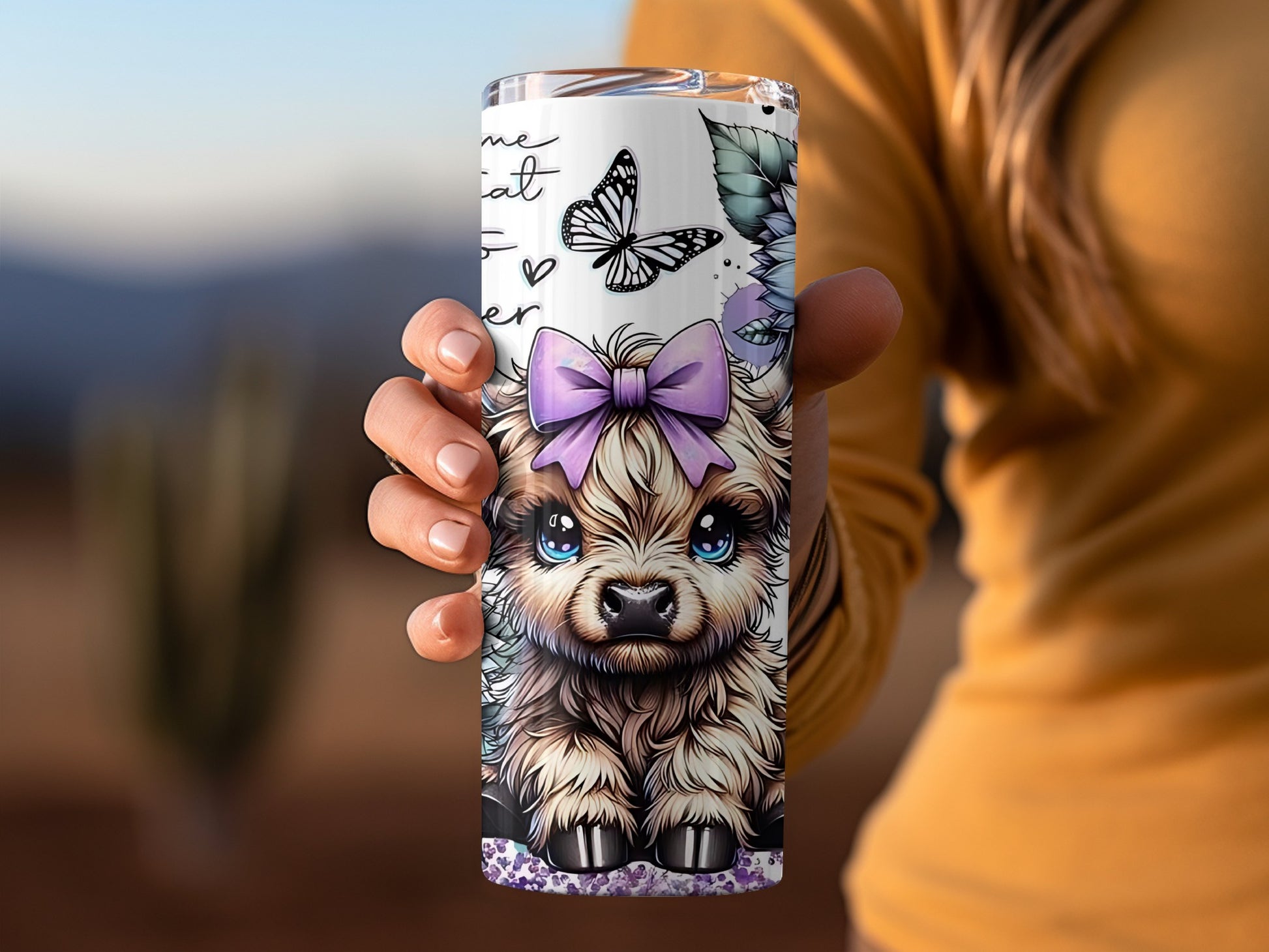 Cute Puppy and Butterflies Design Tumbler Cup