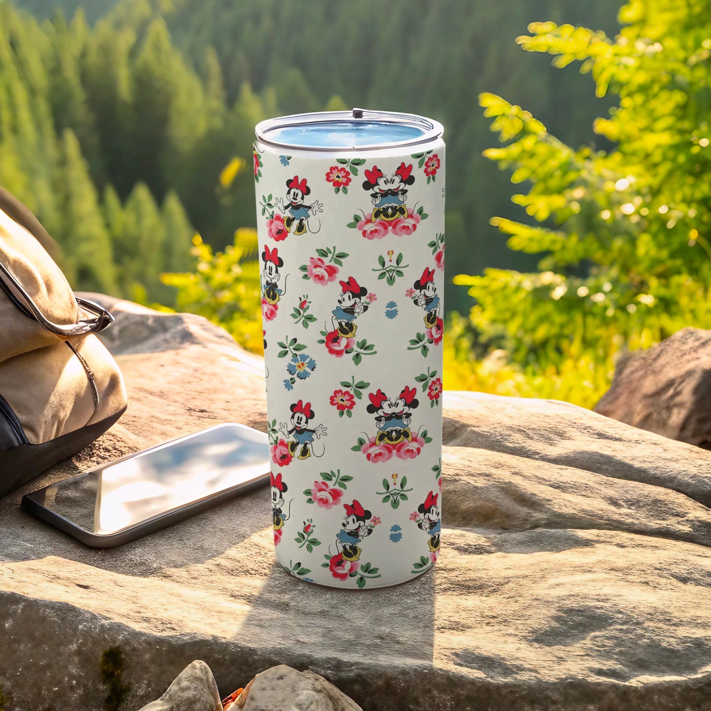 Floral Minnie Mouse Travel Tumbler for Outdoor Adventures