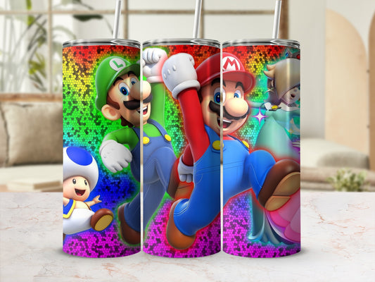 Colorful Mario and Friends Tumblers with Fun Designs