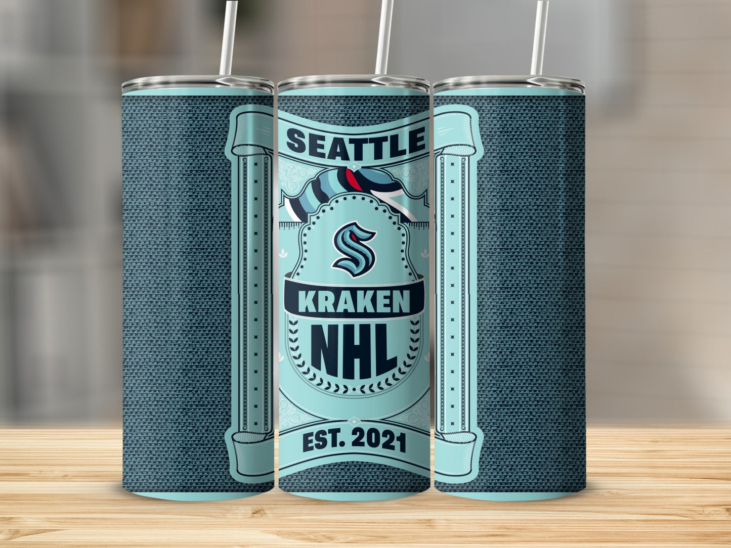 Seattle Kraken NHL Est 2021 Team Logo Light Blue Tumbler