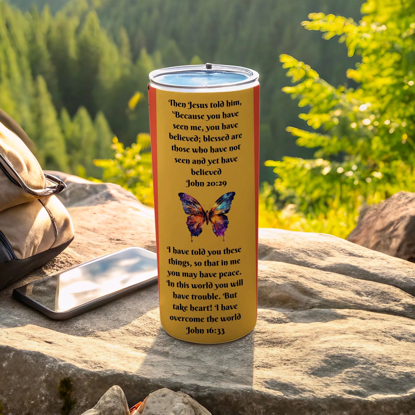 Inspirational Butterfly and Biblical Quotes Tumbler