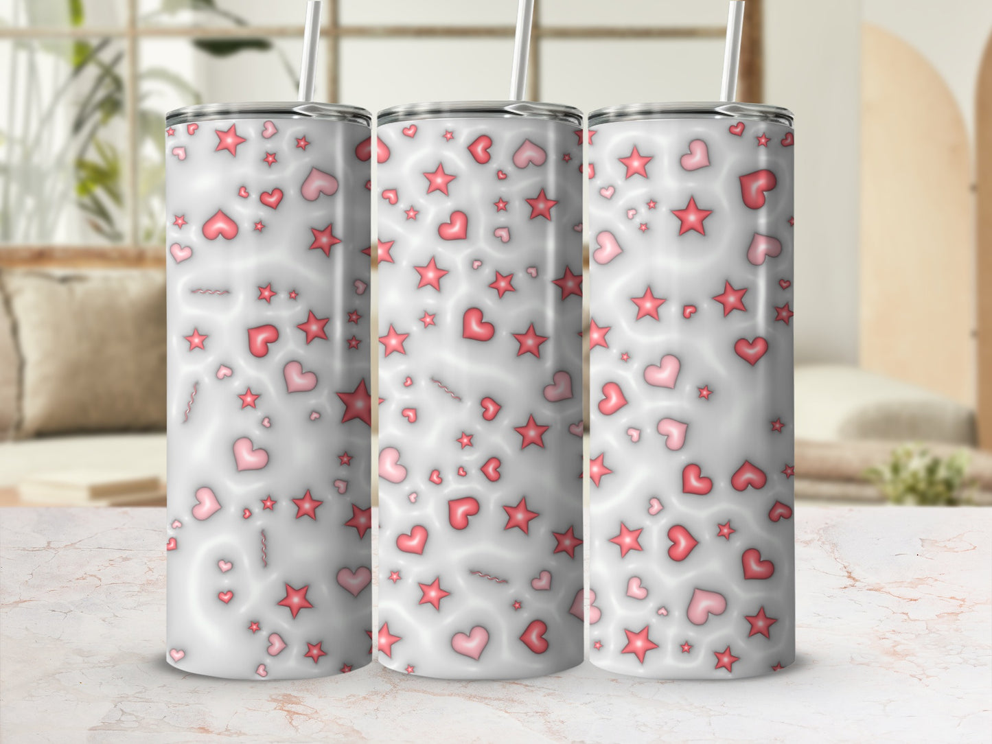 Valentine's Day Hearts and Stars Tall Tumbler