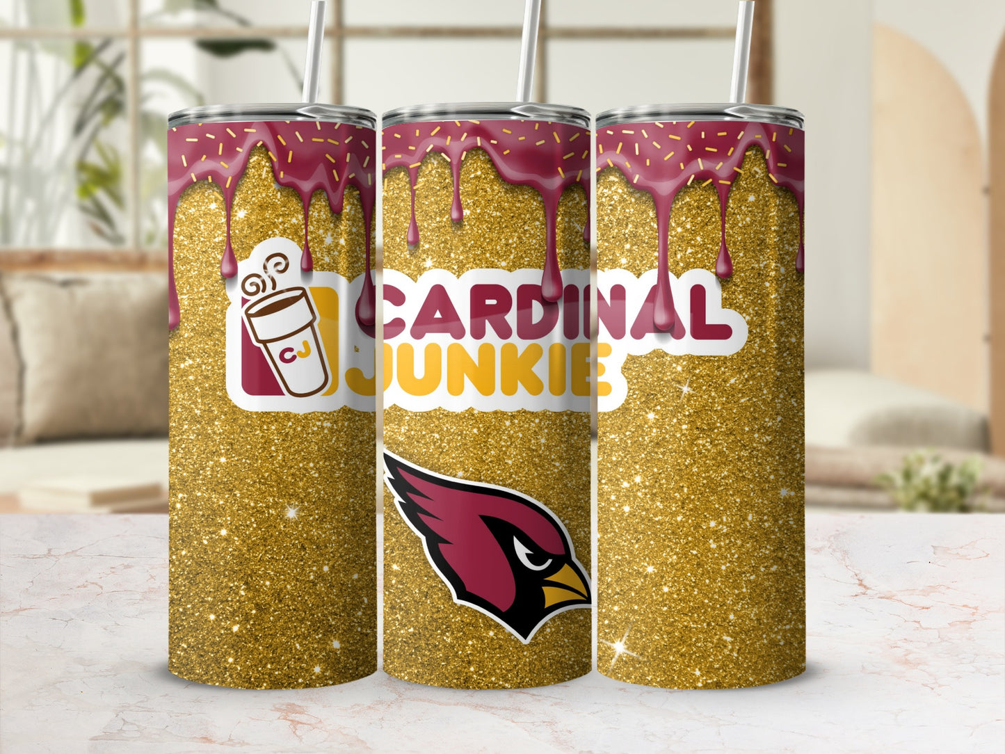 Cardinal Junkie Glitter Tumbler Perfect for Gifts