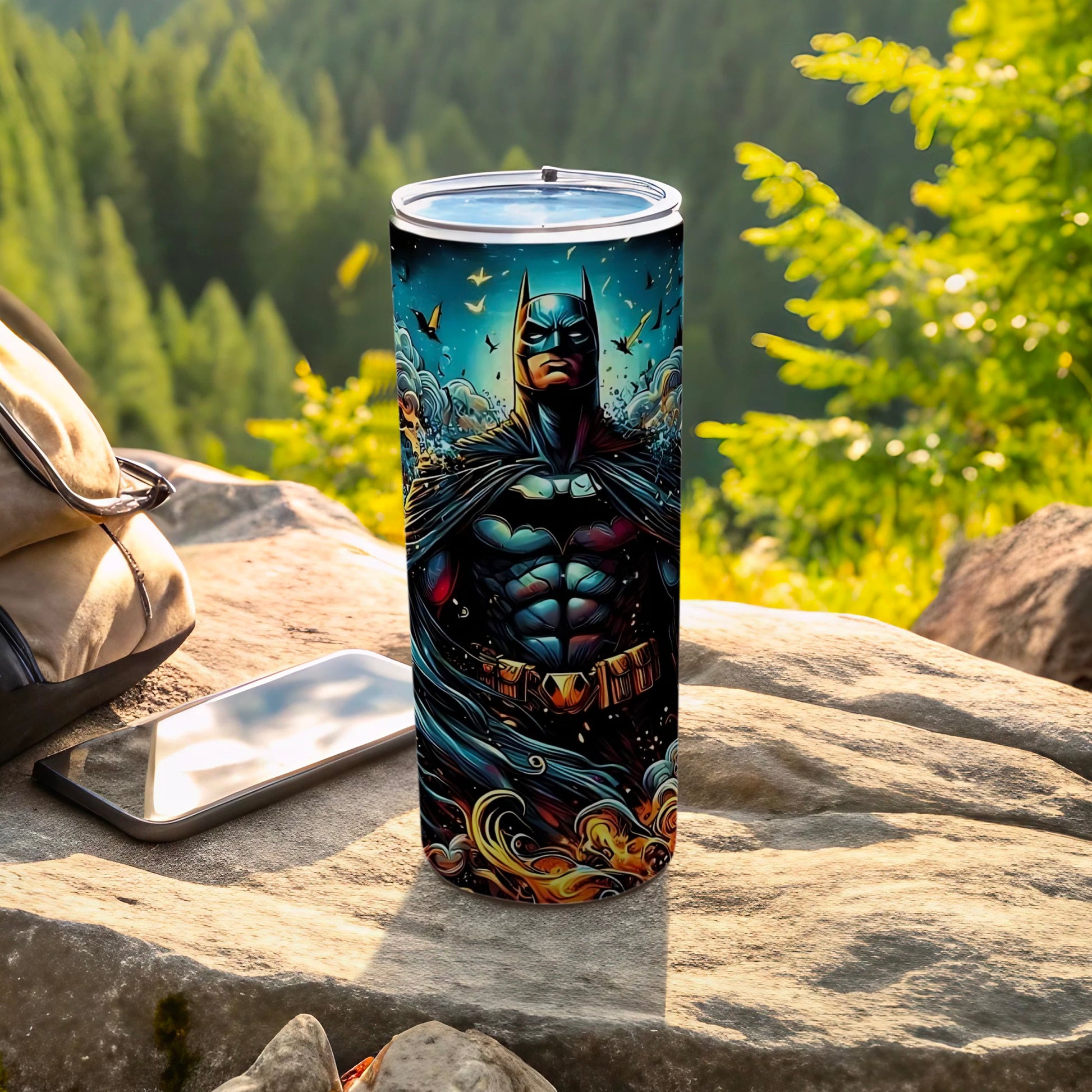 Batman Illustrated Art Tall Tumbler Cup for Outdoor Adventures