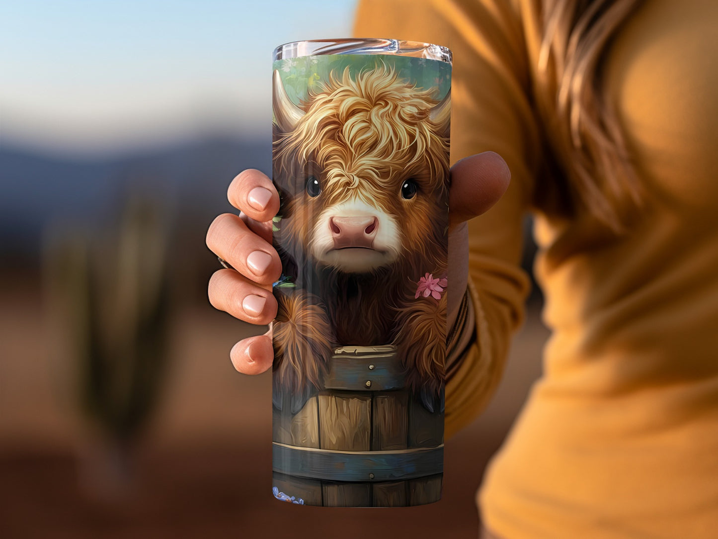 Cute Highland Cow Design Insulated Tumbler Cup