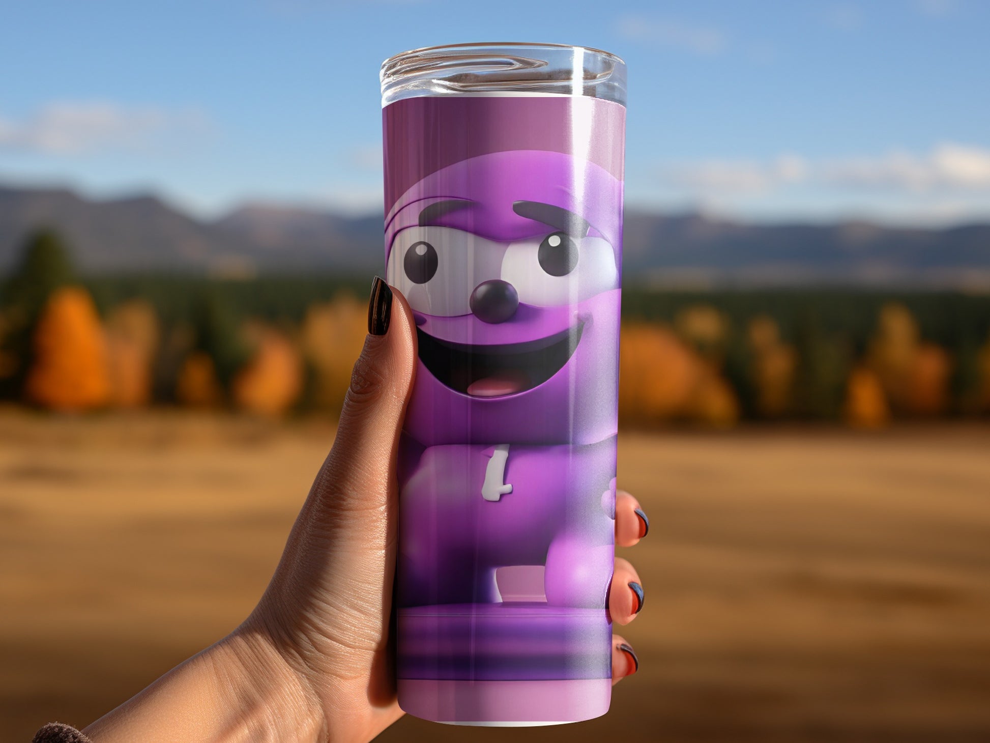 Purple Cartoon Character Insulated Travel Tumbler