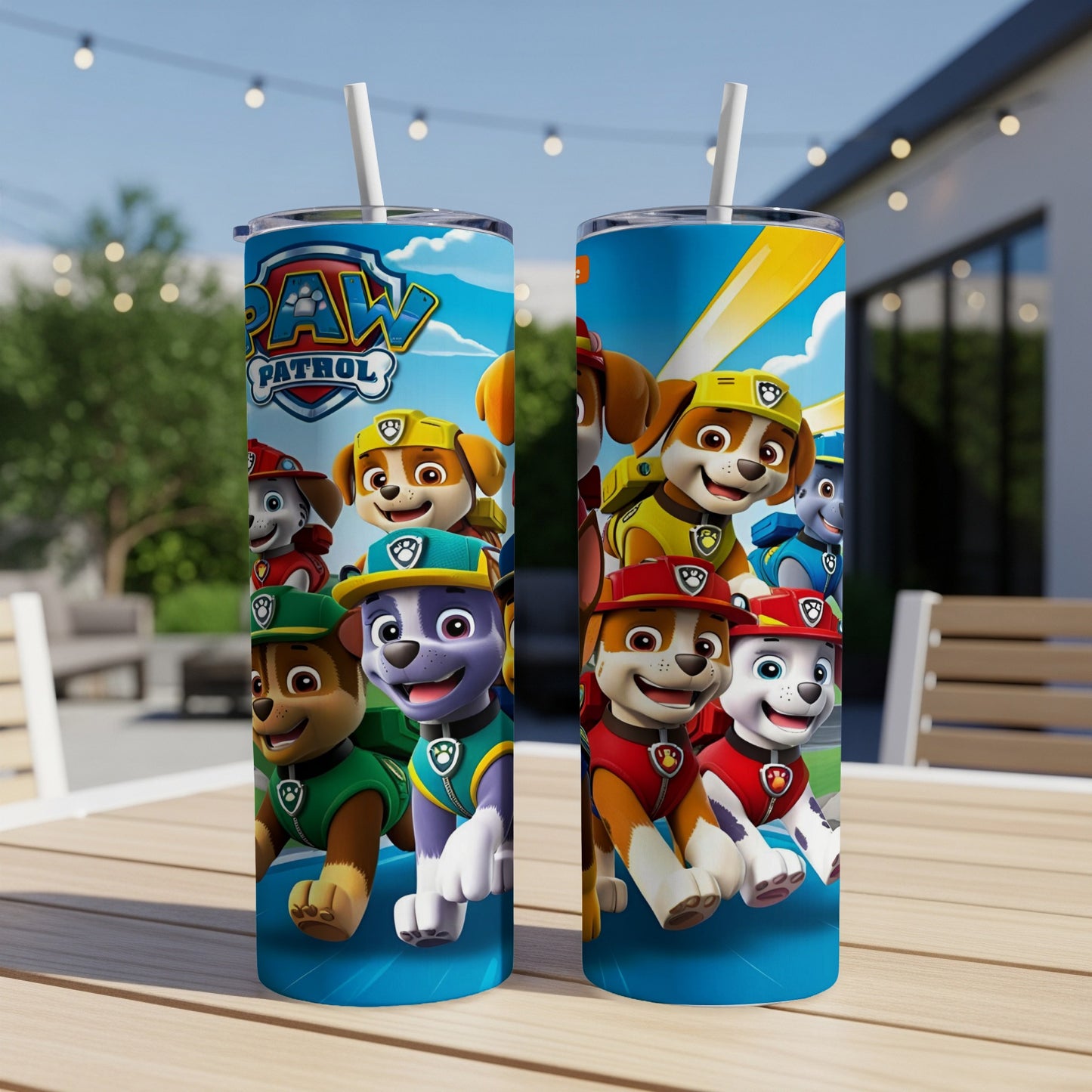 Paw Patrol characters on blue background, with "Paw Patrol" logo.